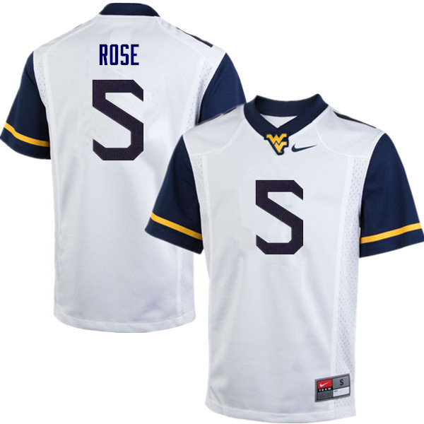 NCAA Men's Ezekiel Rose West Virginia Mountaineers White #5 Nike Stitched Football College Authentic Jersey SN23I22NX